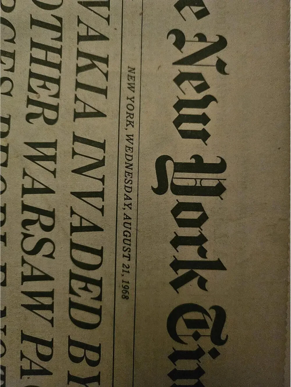 The New York Times , August 21, 1968 - Russia invades Czechoslovakia